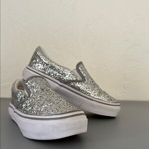 Vans Silver and White Glitter Sneakers